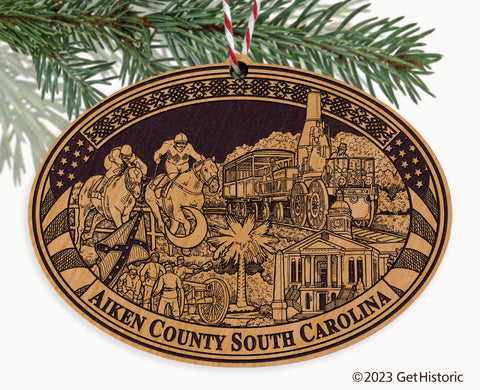 Aiken County South Carolina Engraved Natural Ornament