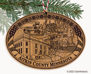 Aitkin County Minnesota Engraved Natural Ornament