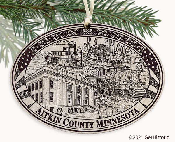 Aitkin County Minnesota Engraved Ornament