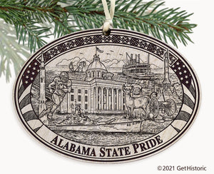 Alabama State Engraved Ornament