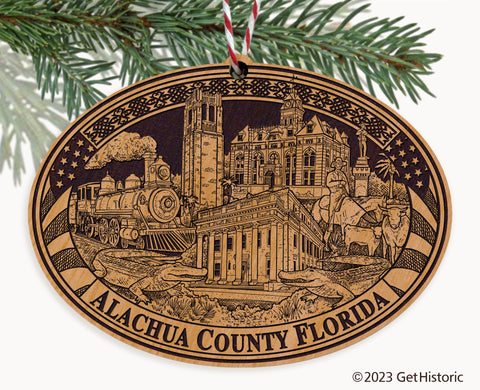 Alachua County Florida Engraved Natural Ornament