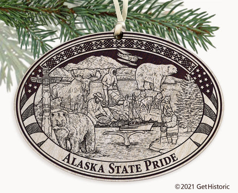 Alaska State Engraved Ornament