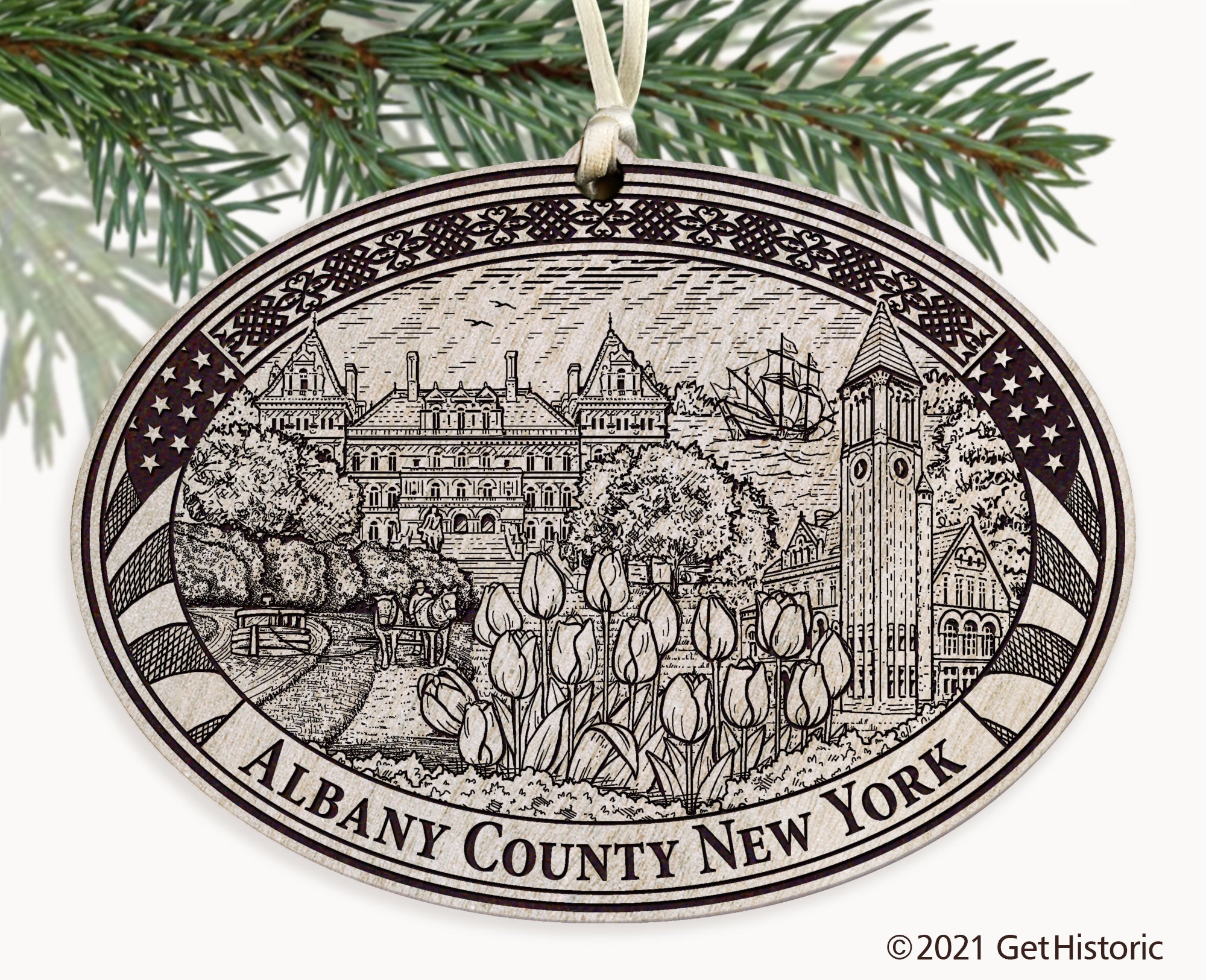 Albany County New York Engraved Ornament
