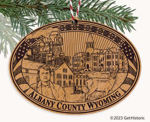 Albany County Wyoming Engraved Natural Ornament