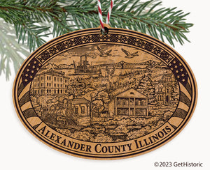 Alexander County Illinois Engraved Natural Ornament