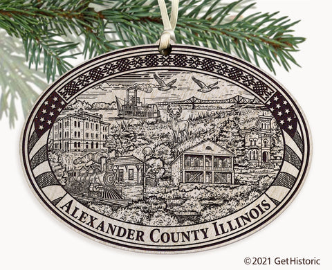 Alexander County Illinois Engraved Ornament