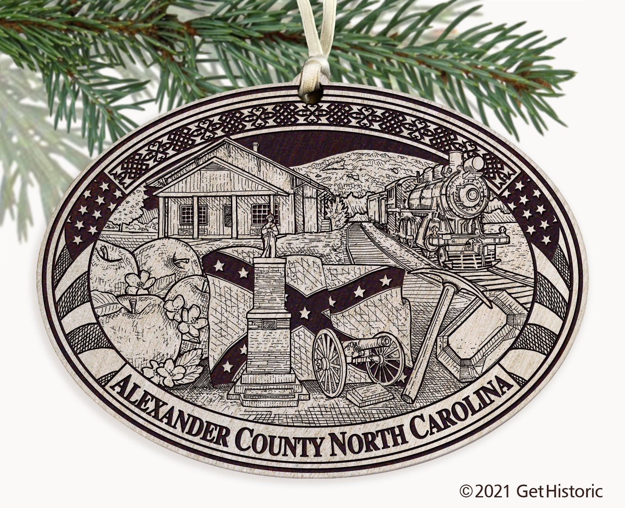 Alexander County North Carolina Engraved Ornament