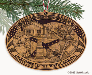 Alexander County North Carolina Engraved Natural Ornament