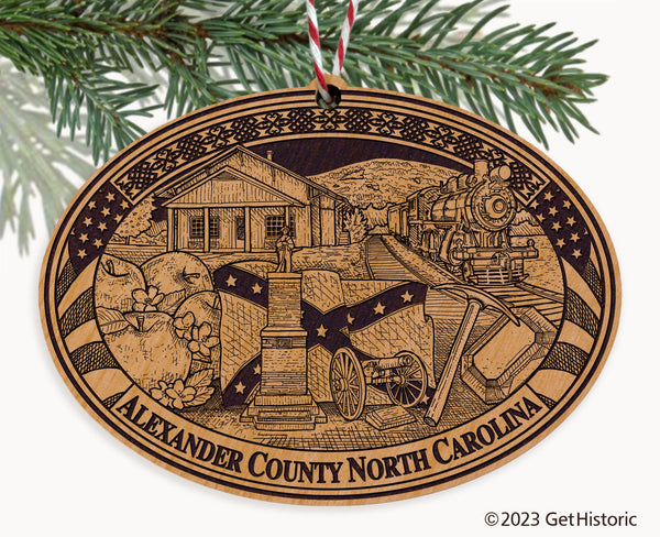 Alexander County North Carolina Engraved Natural Ornament