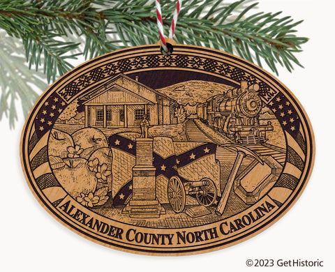 Alexander County North Carolina Engraved Natural Ornament