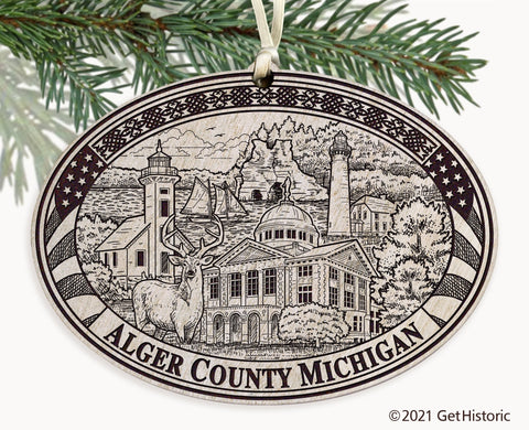 Alger County Michigan Engraved Ornament