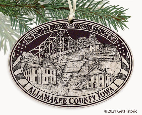 Allamakee County Iowa Engraved Ornament