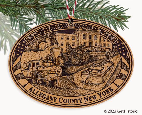 Allegany County New York Engraved Natural Ornament