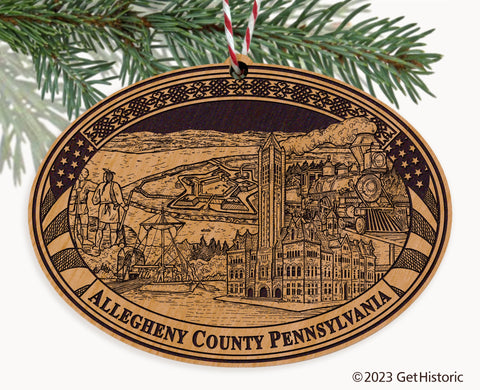 Allegheny County Pennsylvania Engraved Natural Ornament