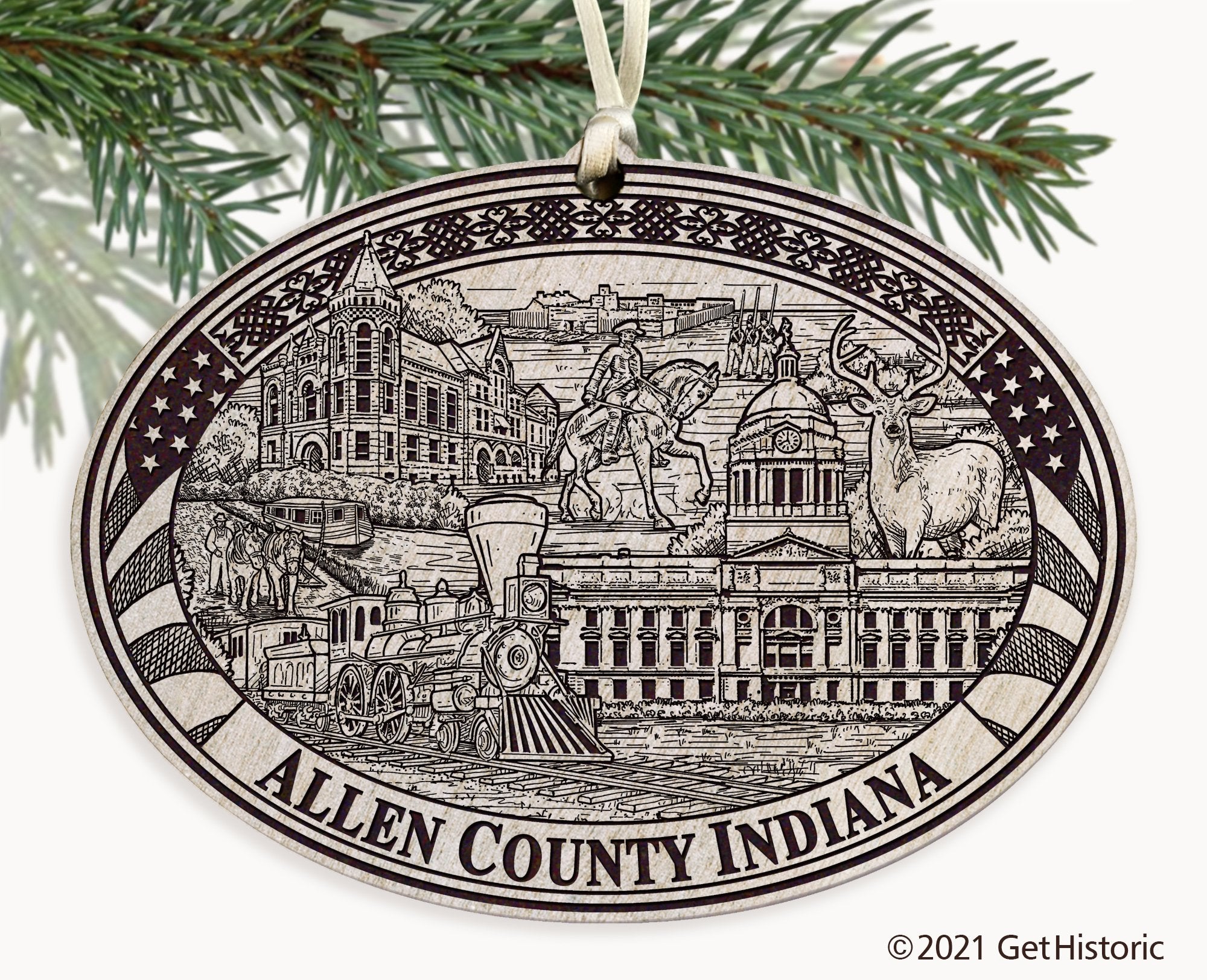 Allen County Indiana Engraved Ornament