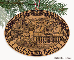 Allen County Indiana Engraved Natural Ornament