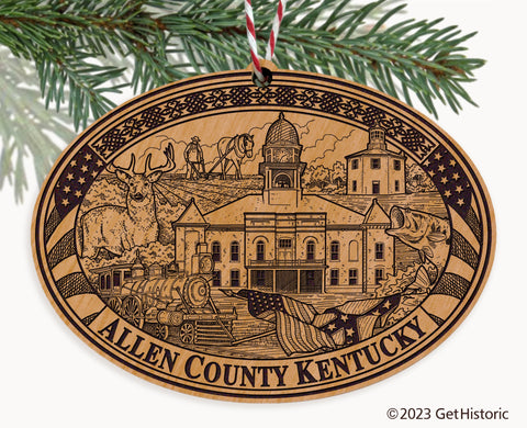Allen County Kentucky Engraved Natural Ornament