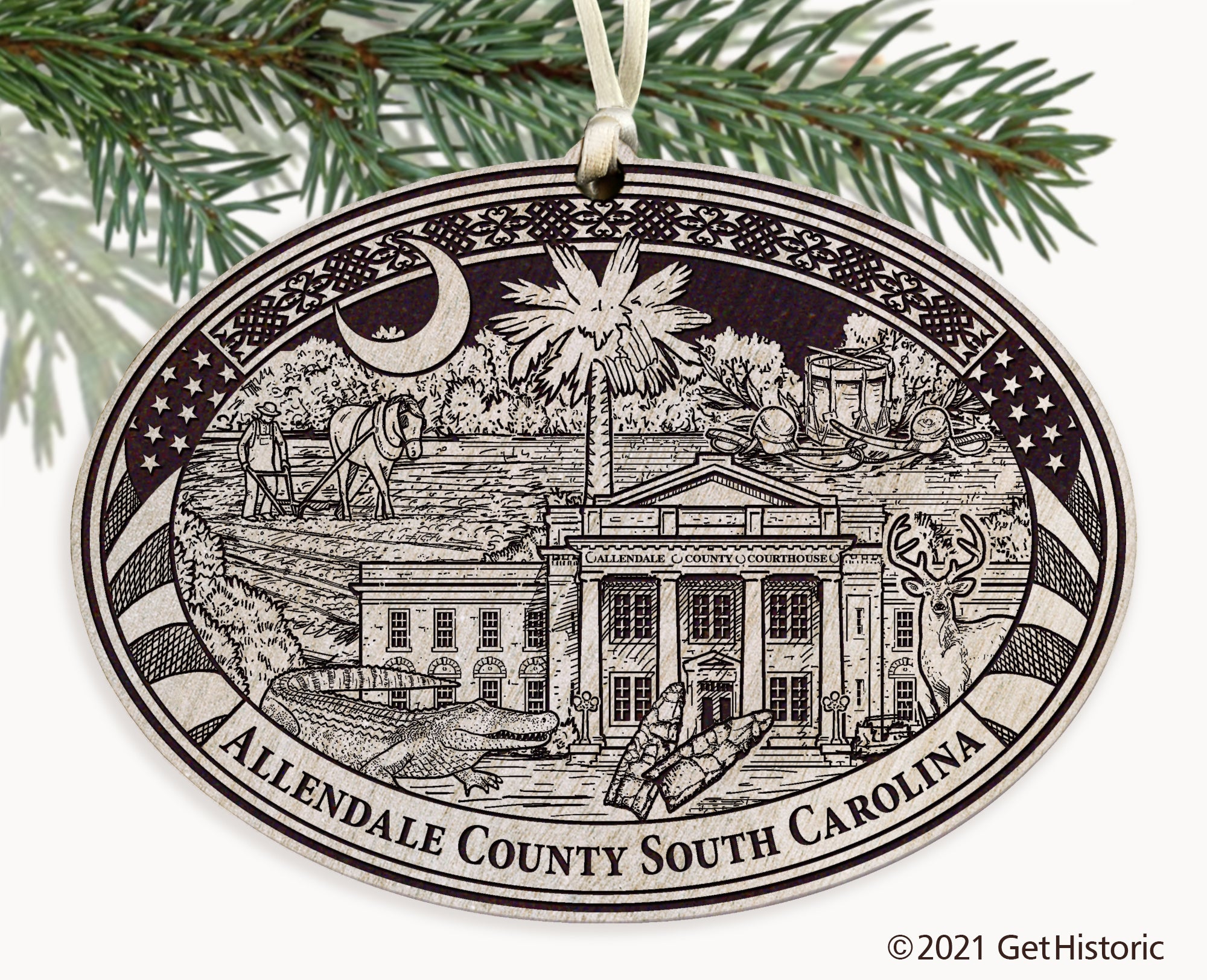 Allendale County South Carolina Engraved Ornament