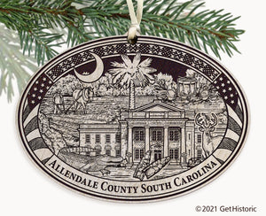 Allendale County South Carolina Engraved Ornament