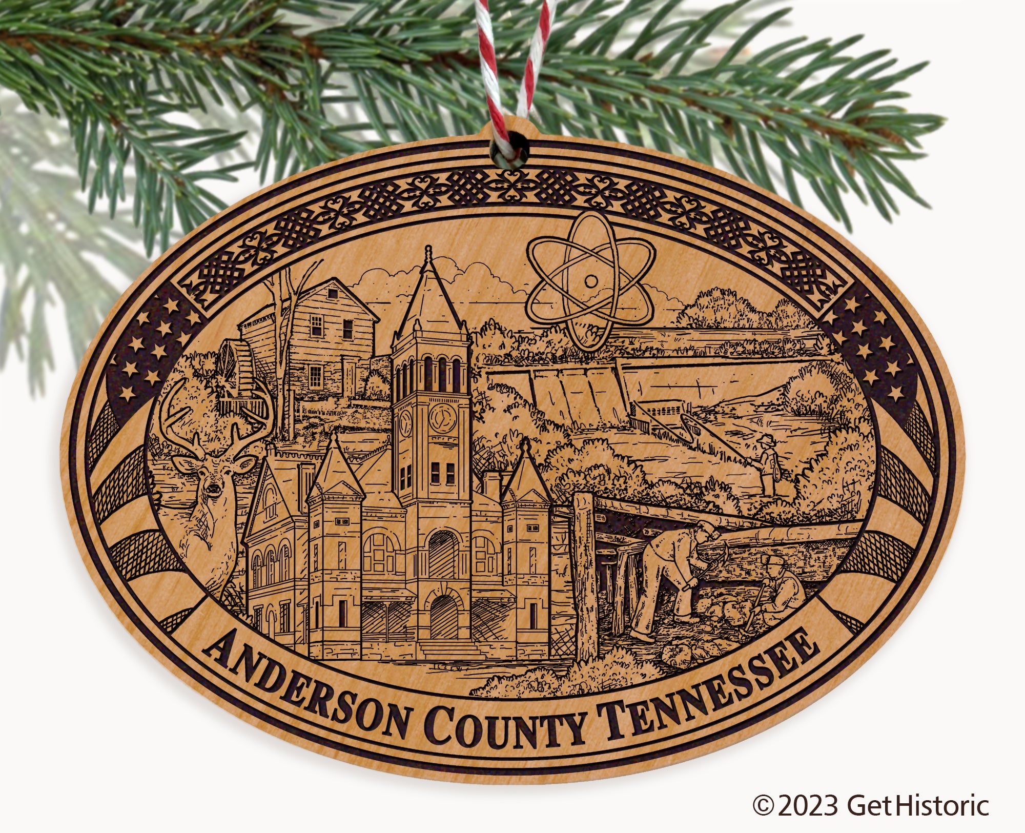Anderson County Tennessee Engraved Natural Ornament
