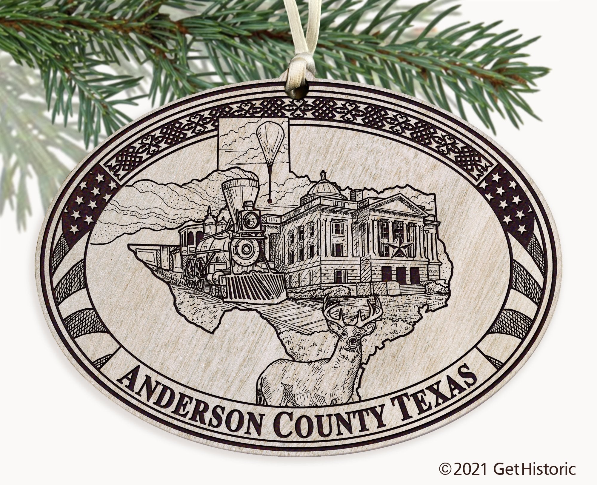 Anderson County Texas Engraved Ornament