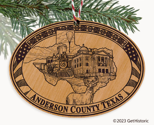 Anderson County Texas Engraved Natural Ornament