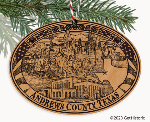 Andrews County Texas Engraved Natural Ornament