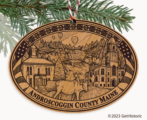 Androscoggin County Maine Engraved Natural Ornament