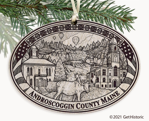 Androscoggin County Maine Engraved Ornament