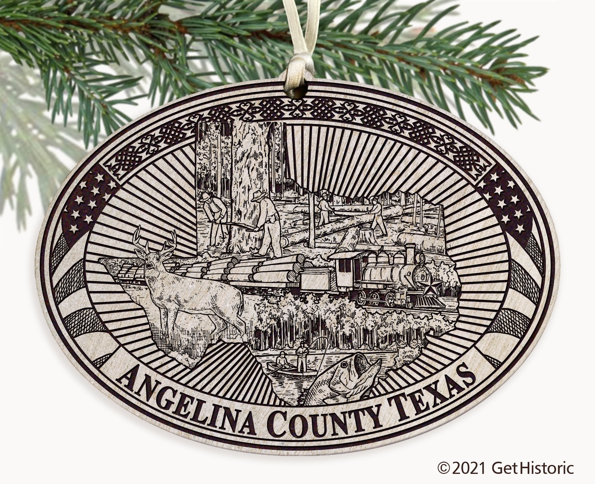 Angelina County Texas Engraved Ornament
