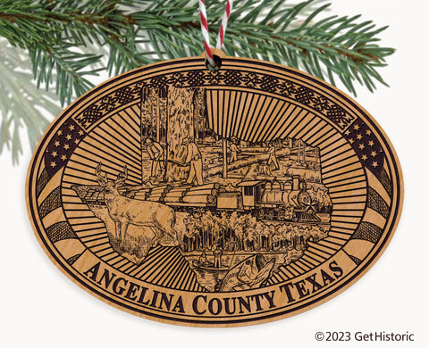 Angelina County Texas Engraved Natural Ornament