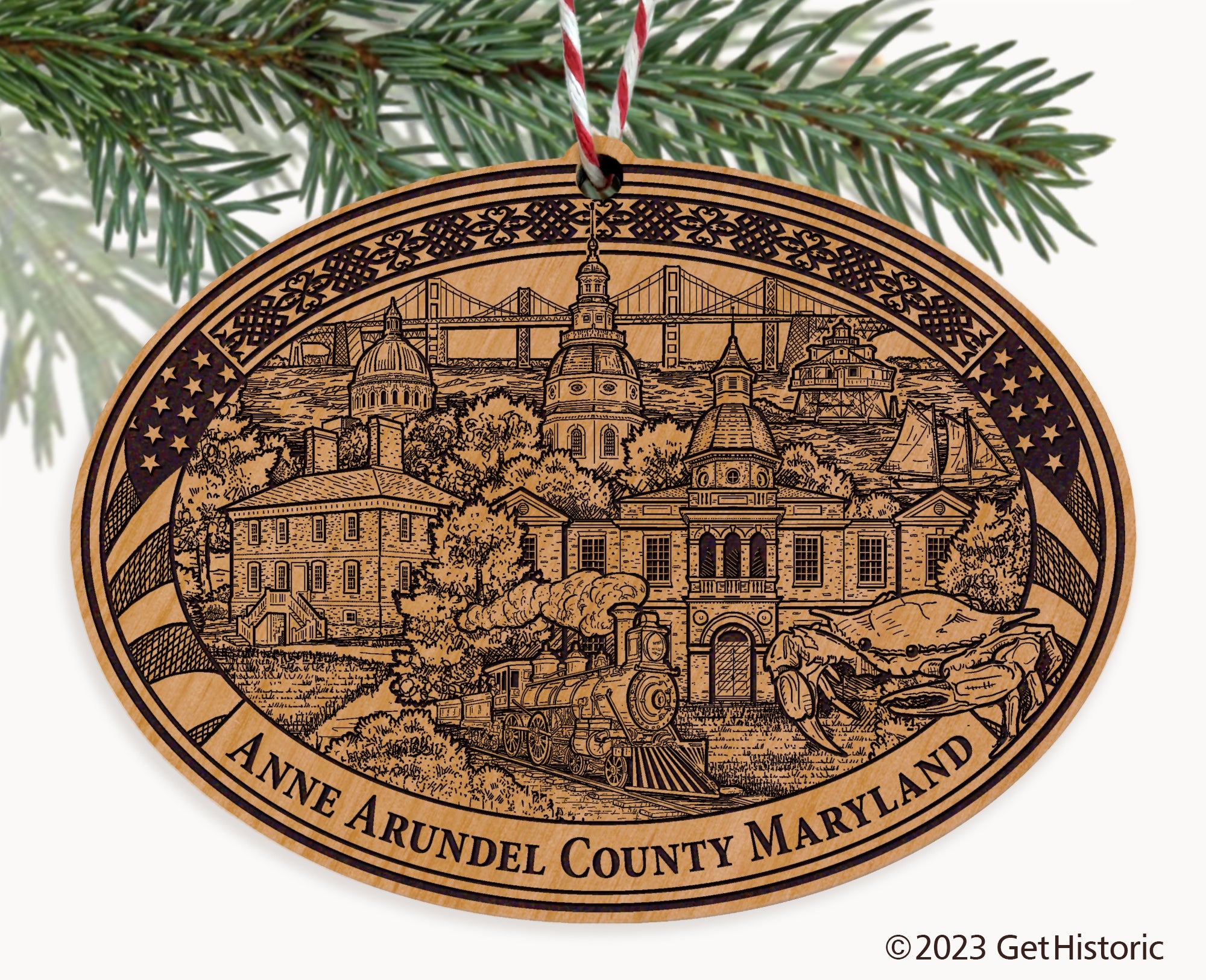Anne Arundel County Maryland Engraved Natural Ornament