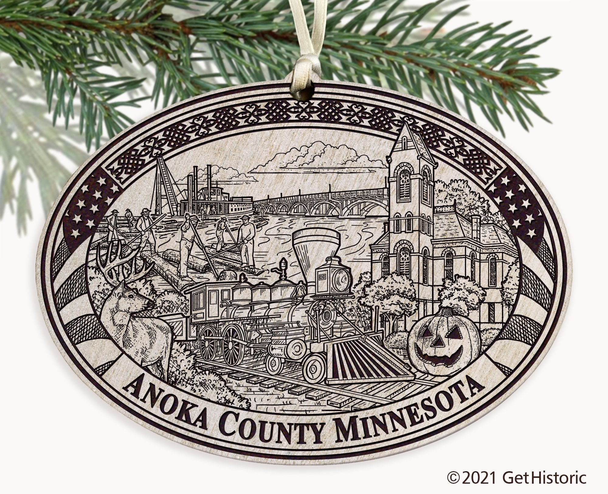 Anoka County Minnesota Engraved Ornament