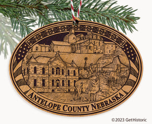 Antelope County Nebraska Engraved Natural Ornament