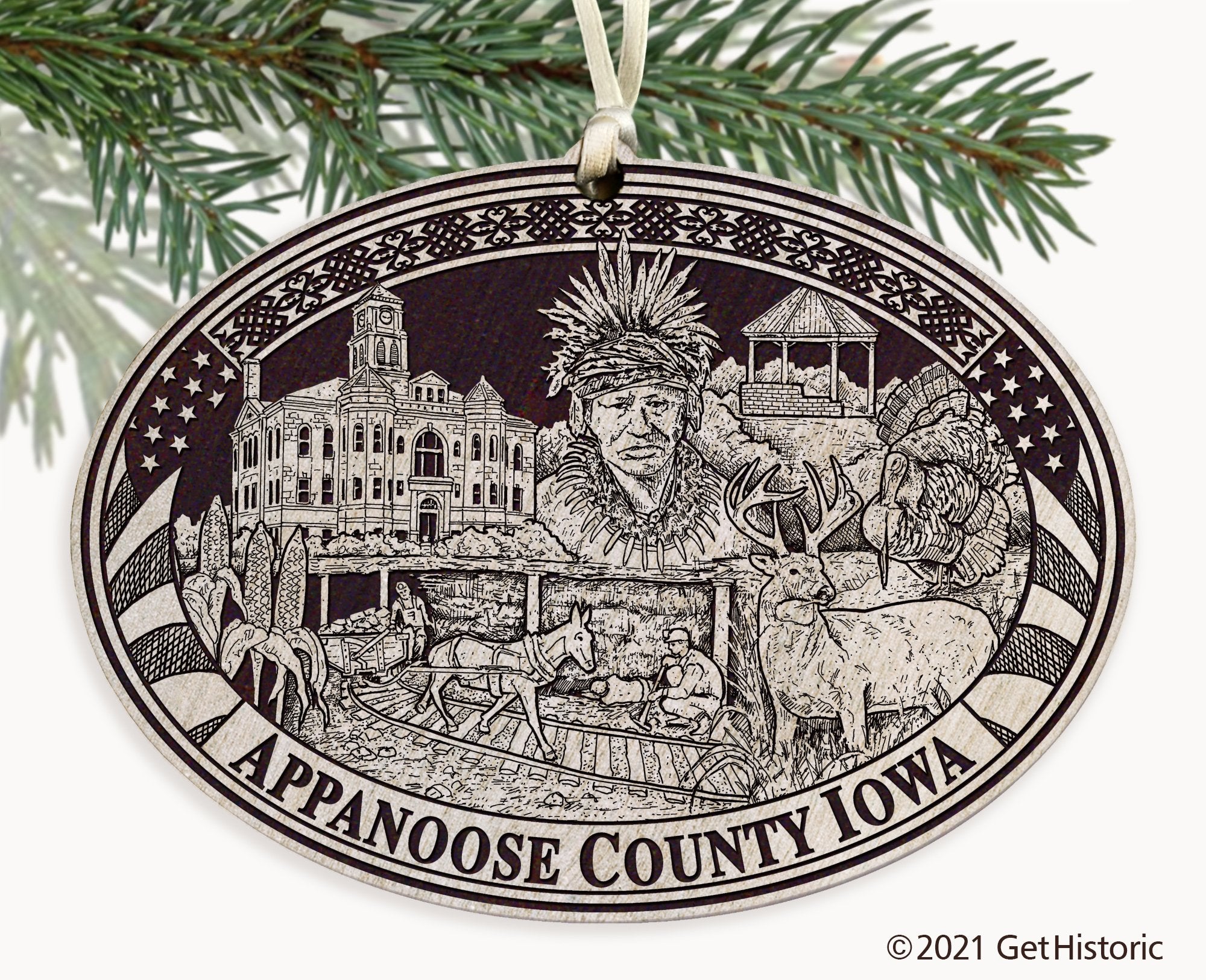 Appanoose County Iowa Engraved Ornament