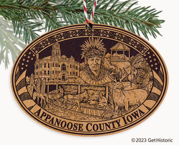 Appanoose County Iowa Engraved Natural Ornament