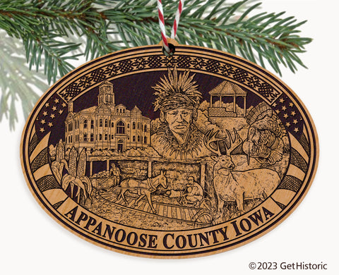 Appanoose County Iowa Engraved Natural Ornament