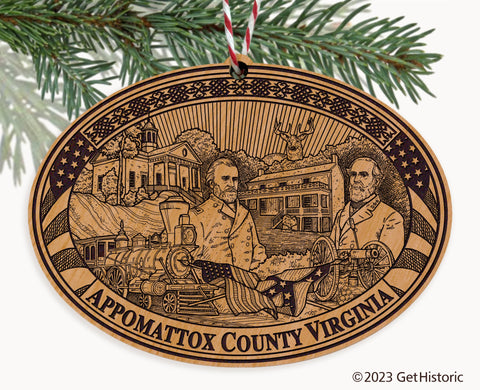 Appomattox County Virginia Engraved Natural Ornament