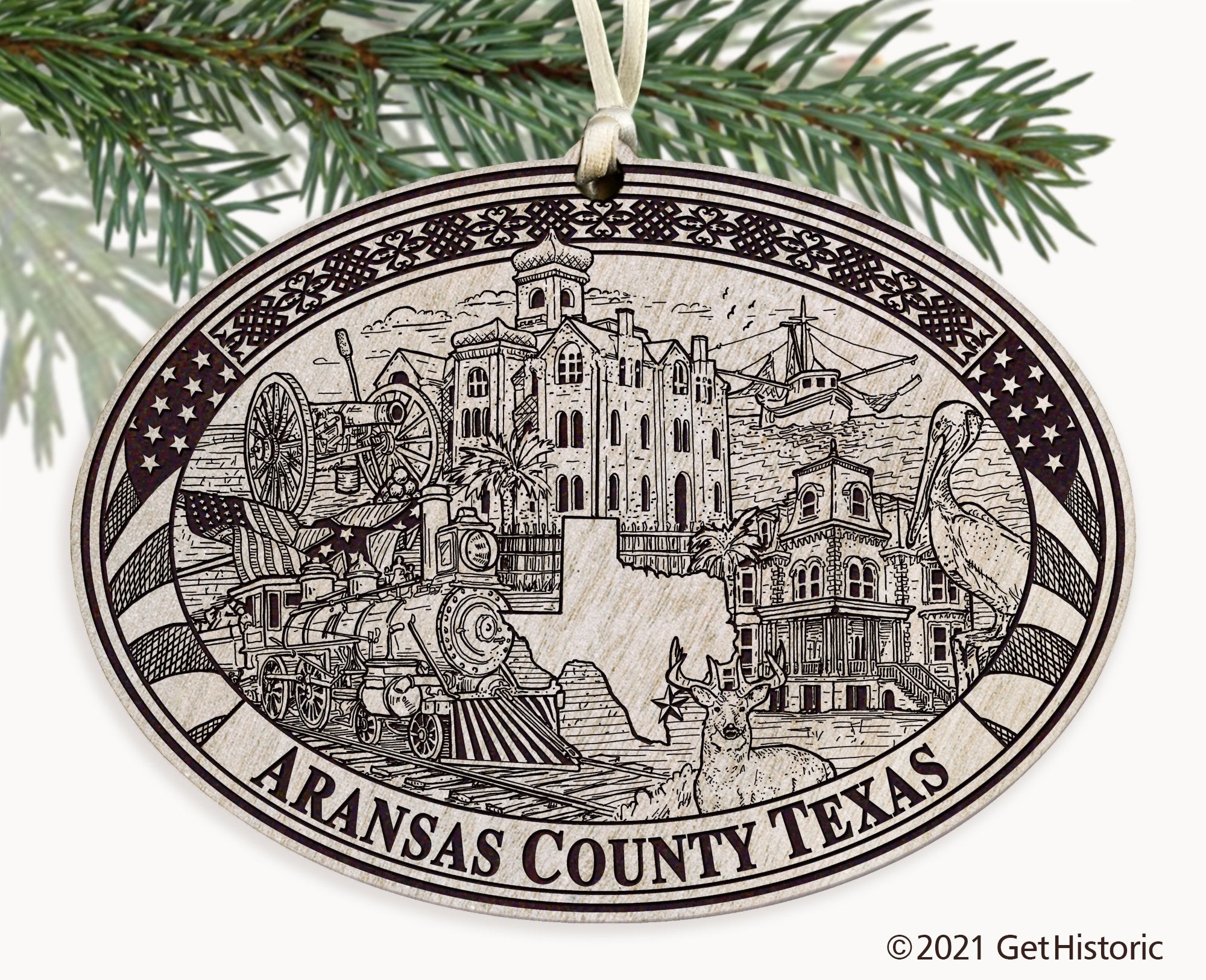 Aransas County Texas Engraved Ornament