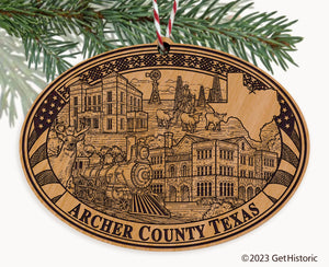 Archer County Texas Engraved Natural Ornament