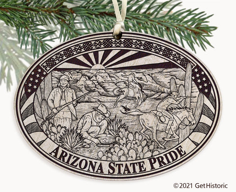 Arizona State Engraved Ornament