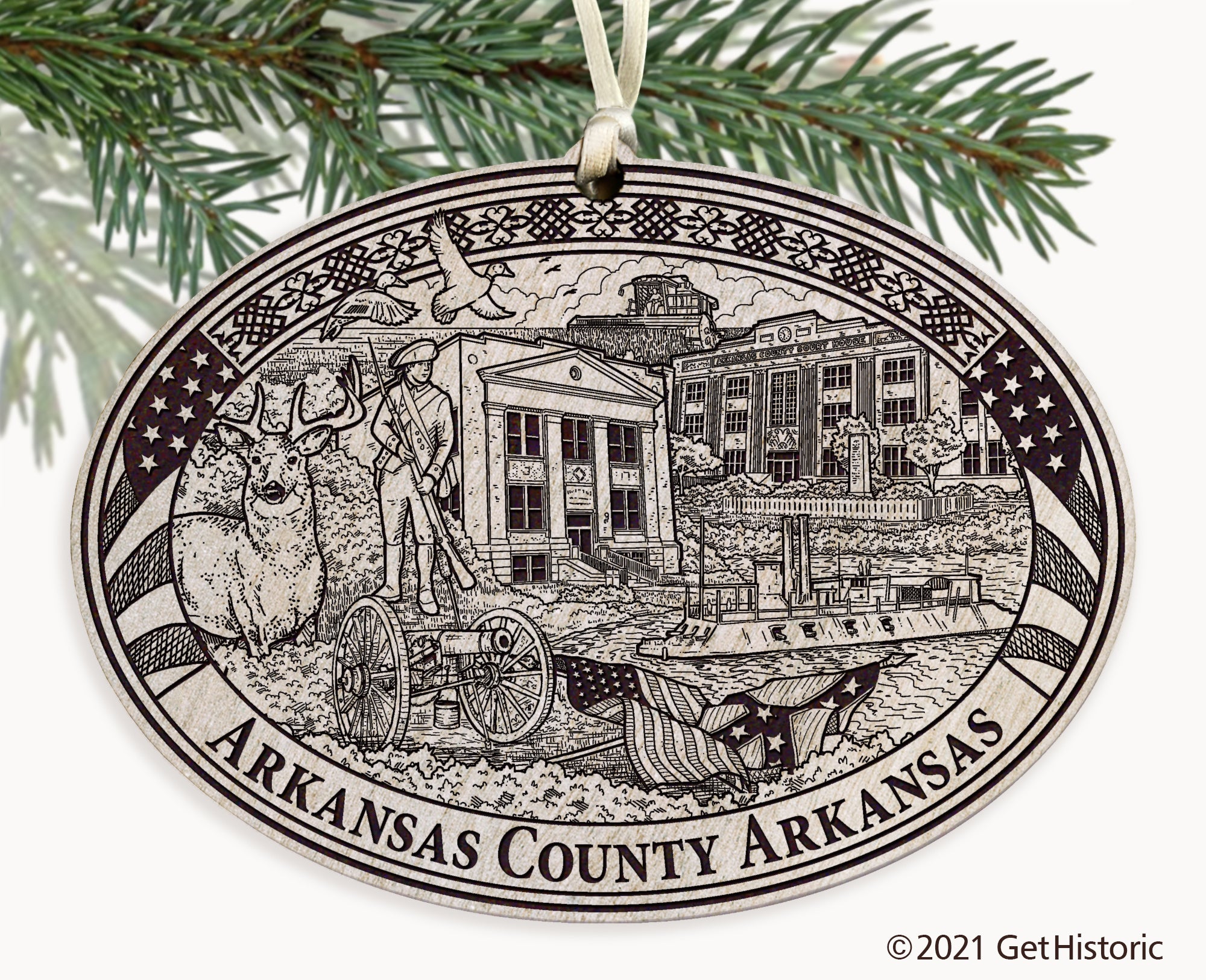 Arkansas County Arkansas Engraved Ornament