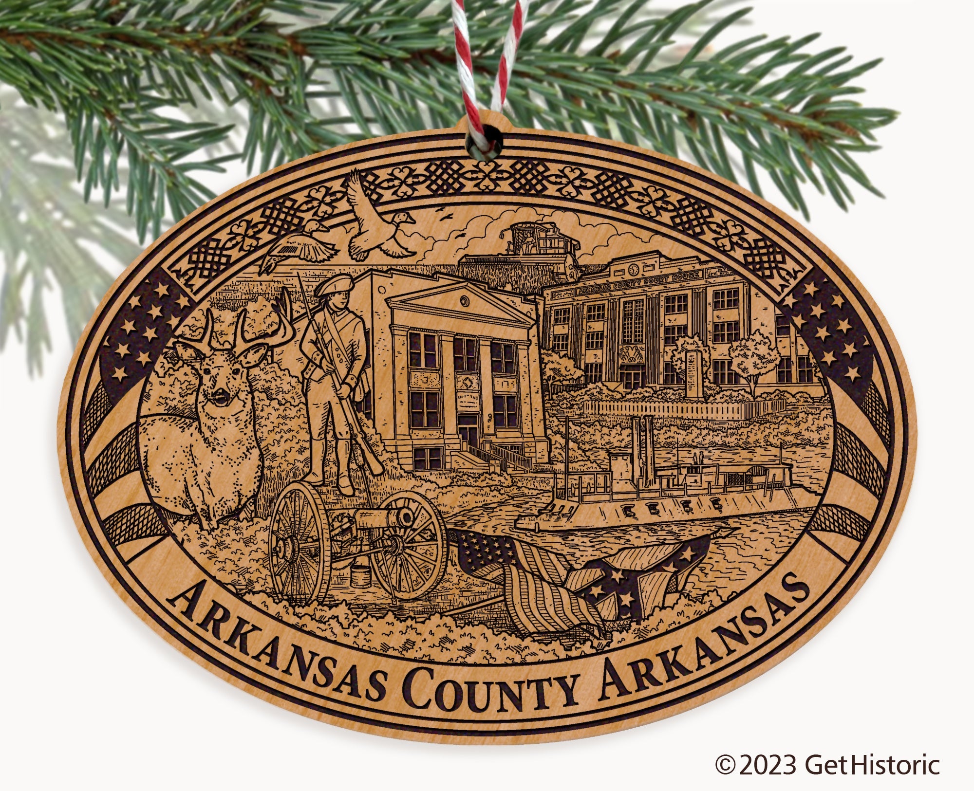Arkansas County Arkansas Engraved Natural Ornament