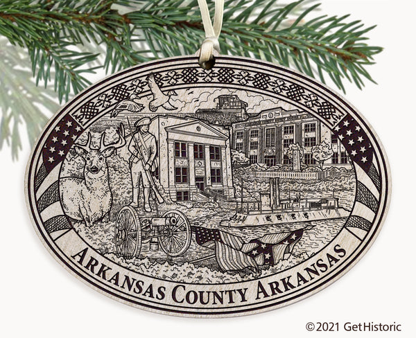 Arkansas County Arkansas Engraved Ornament