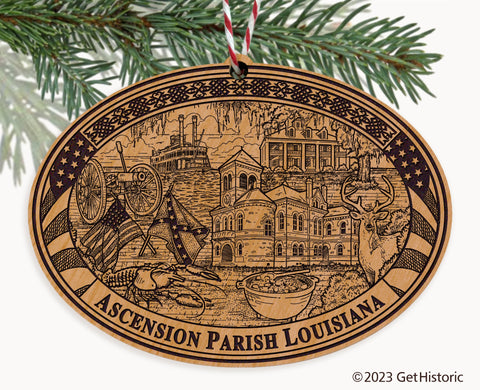 Ascension Parish Louisiana Engraved Natural Ornament