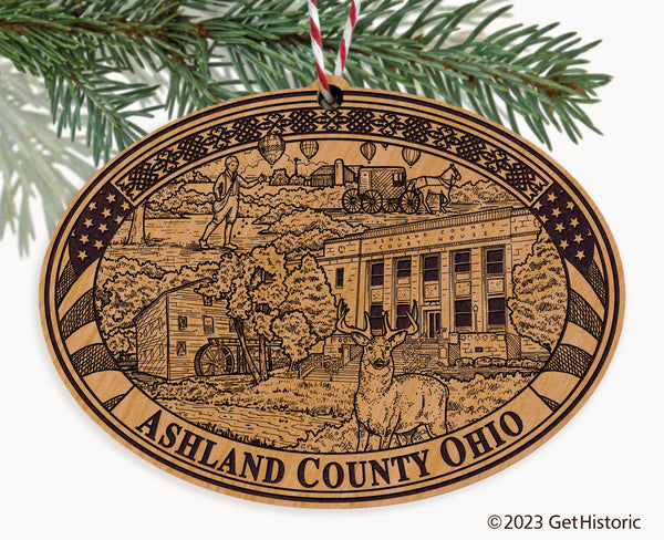 Ashland County Ohio Engraved Natural Ornament