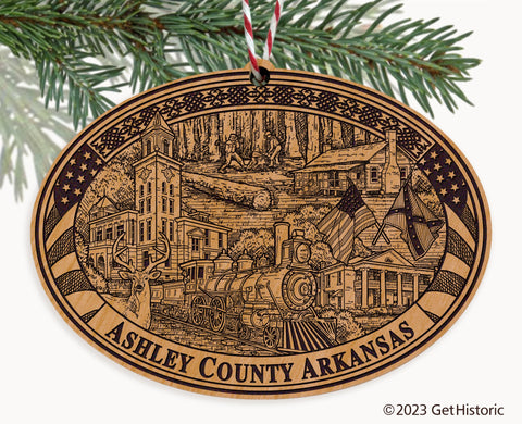 Ashley County Arkansas Engraved Natural Ornament