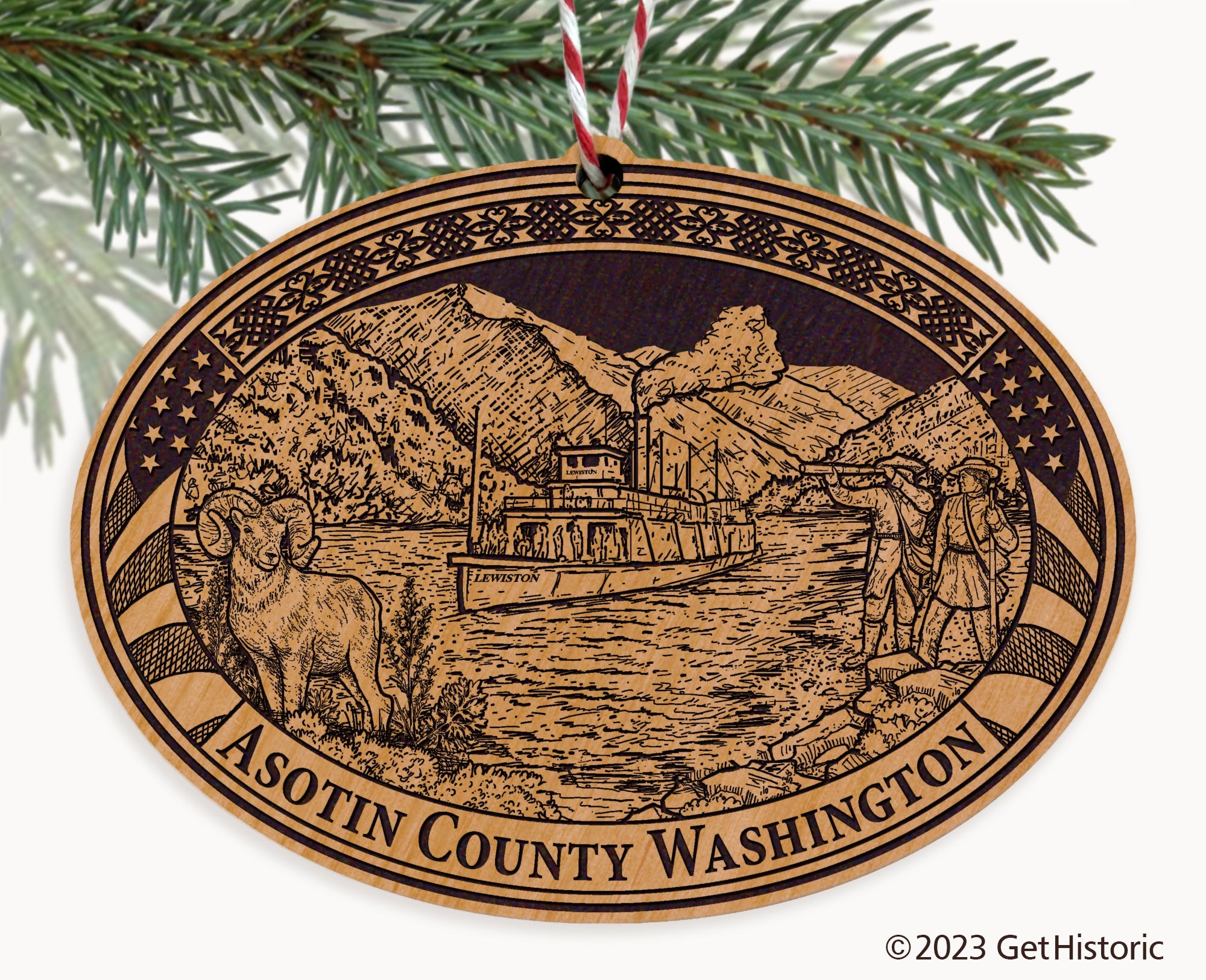 Asotin County Washington Engraved Natural Ornament