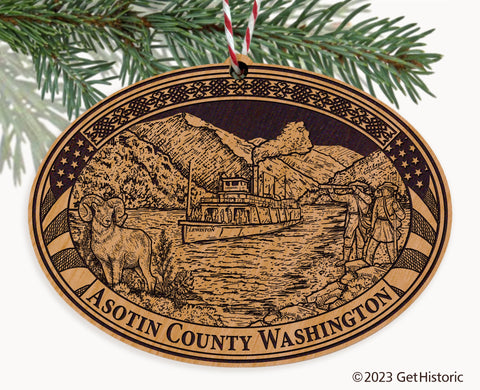 Asotin County Washington Engraved Natural Ornament