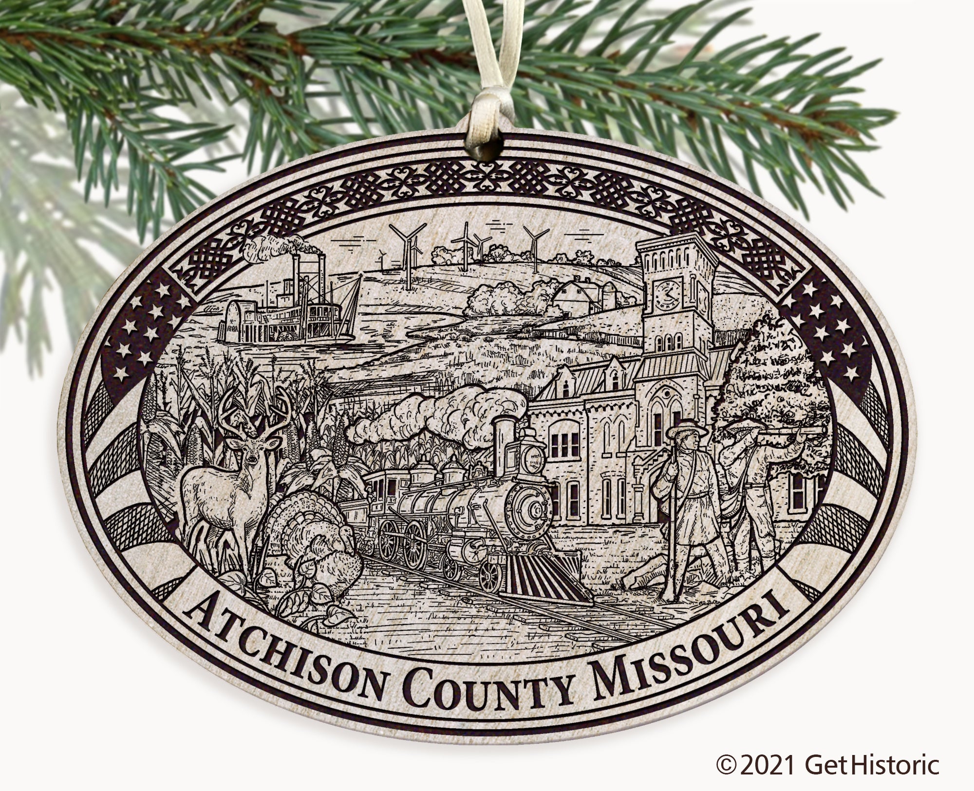 Atchison County Missouri Engraved Ornament